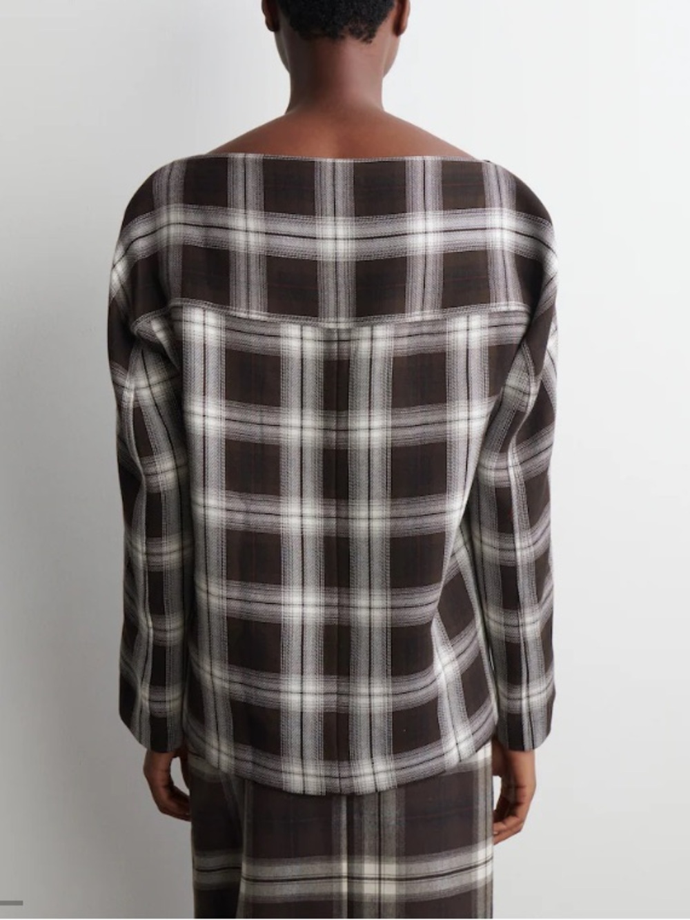 COS Checked V-Neck Top - Picture 2 of 13